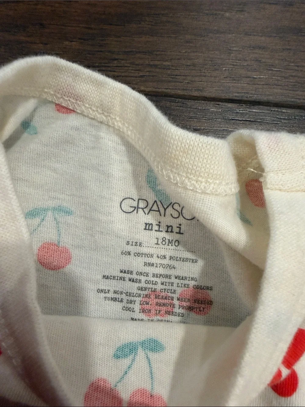 Grayson Mini Cherry Print Kids Matching Set Size 18 Months - C39-154